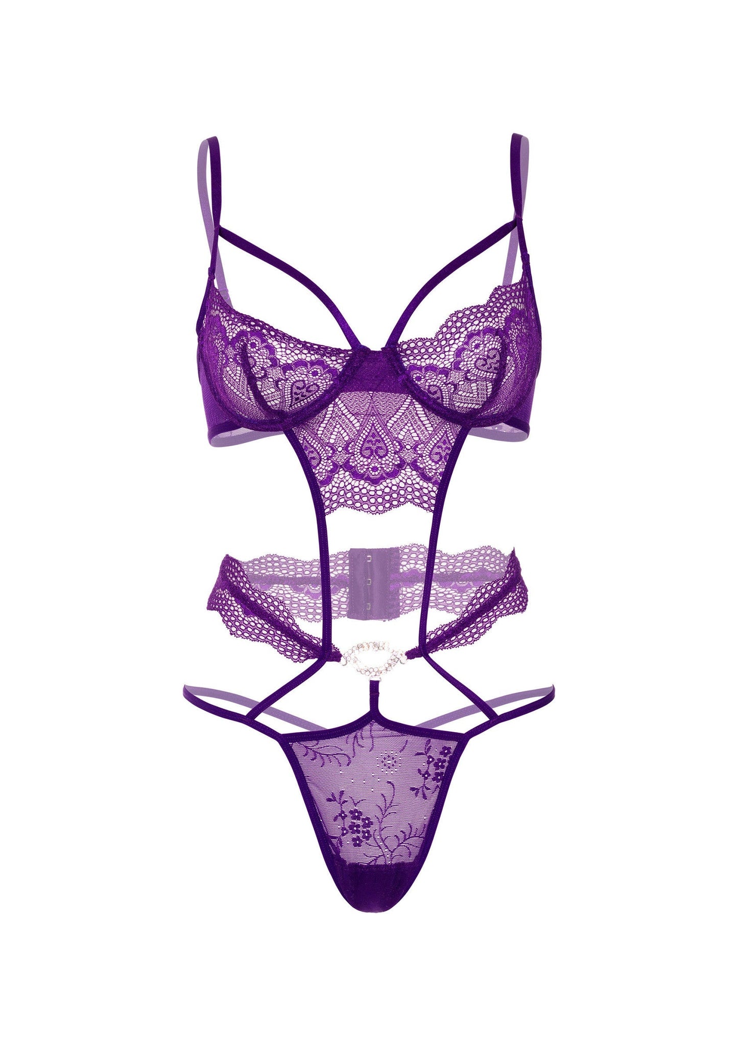 Heart Lace Teddy with Jewel