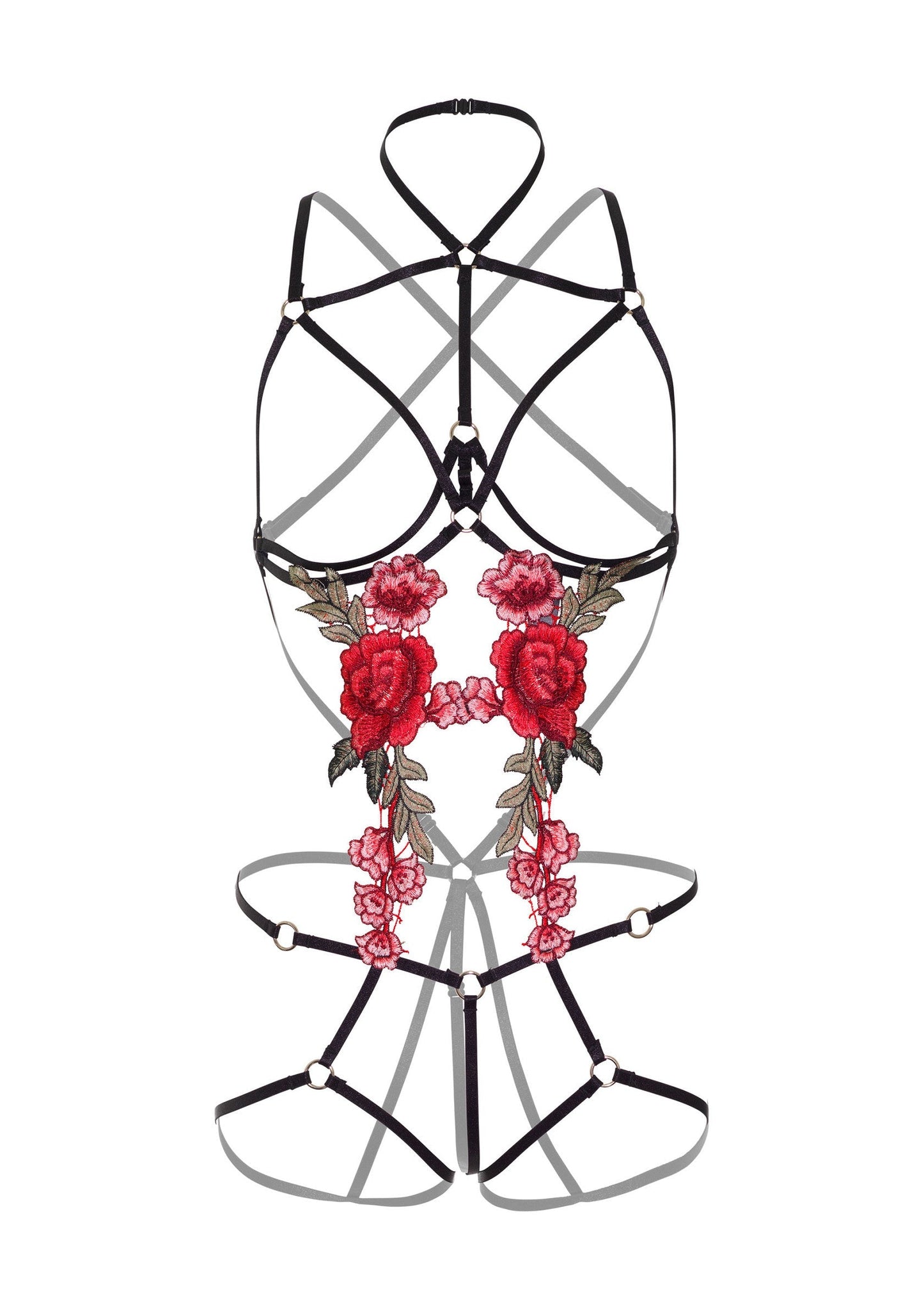 Roses Strappy Teddy w. Pasties