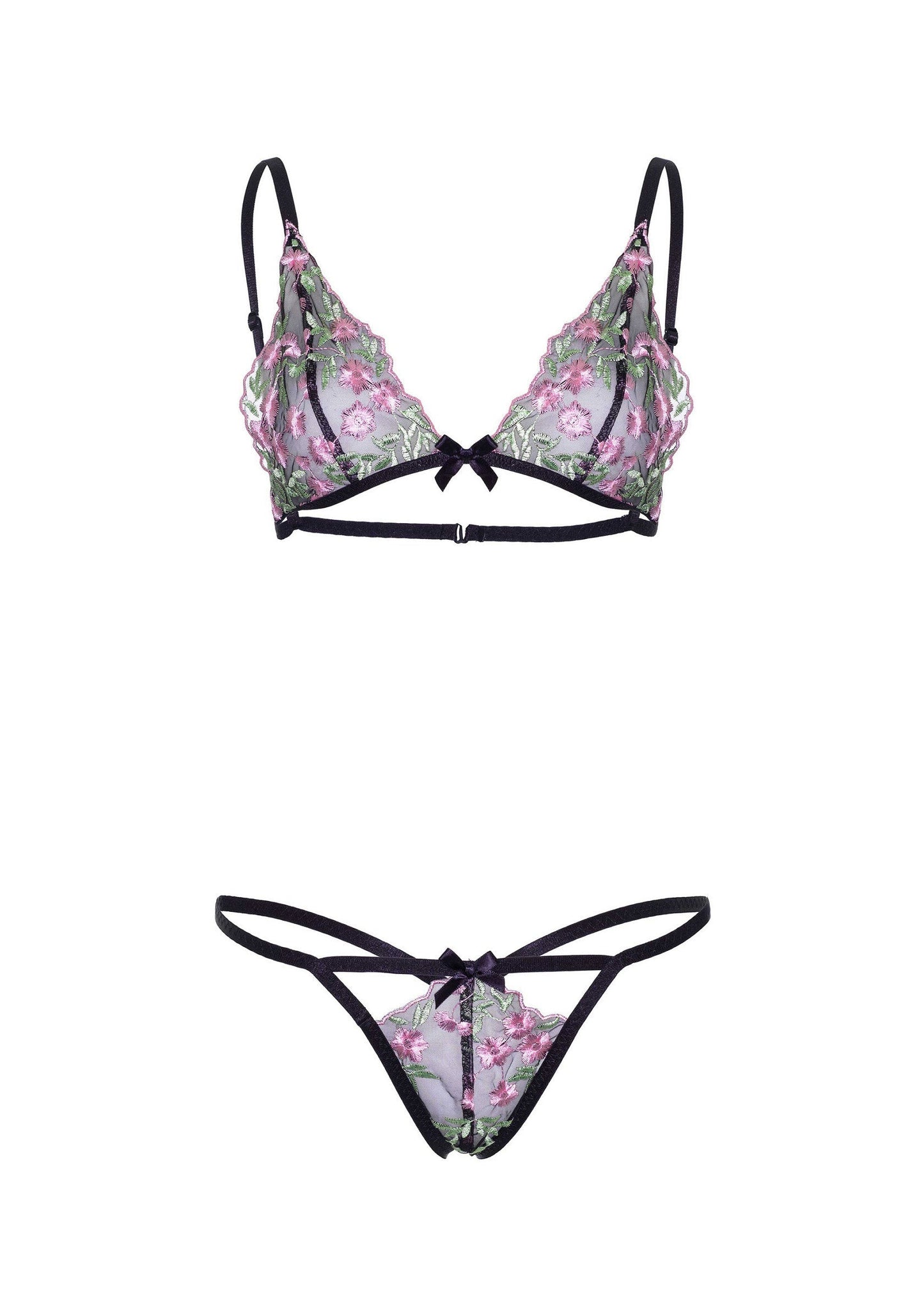 Floral Sheer Bra and String