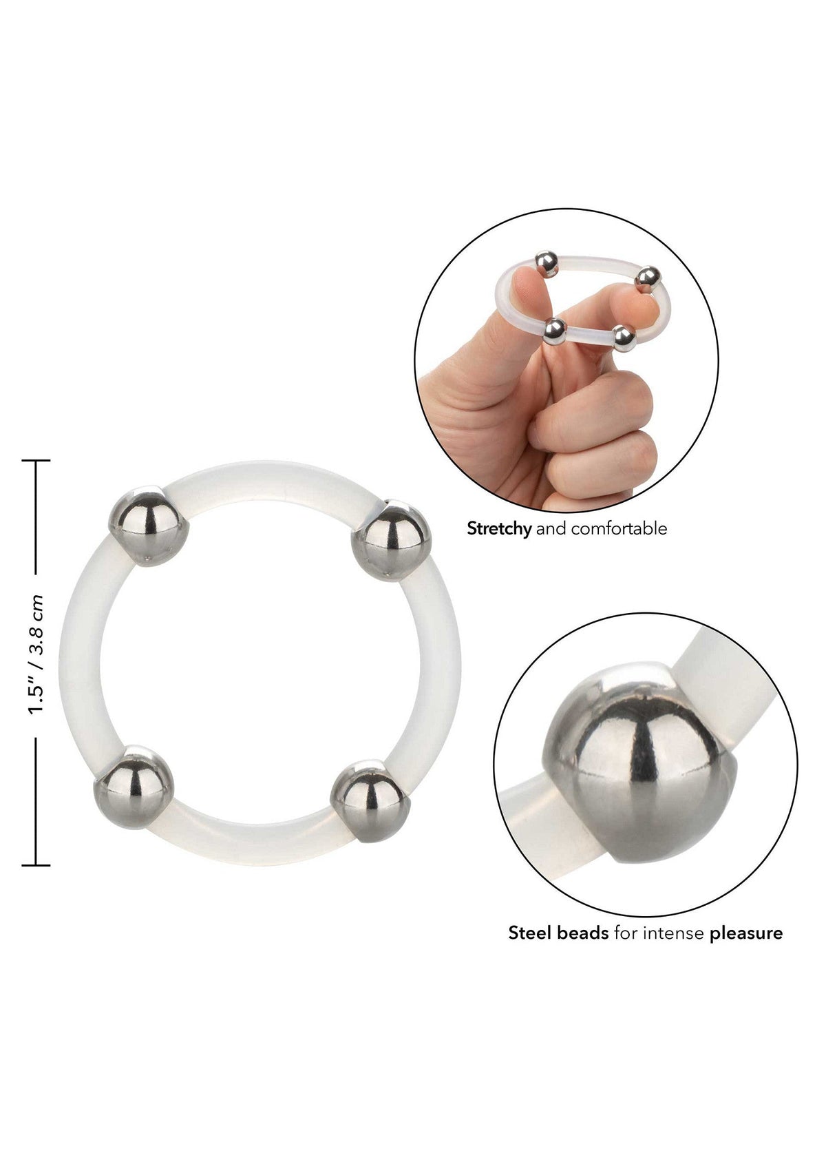Steel Beaded Silicone Ring L