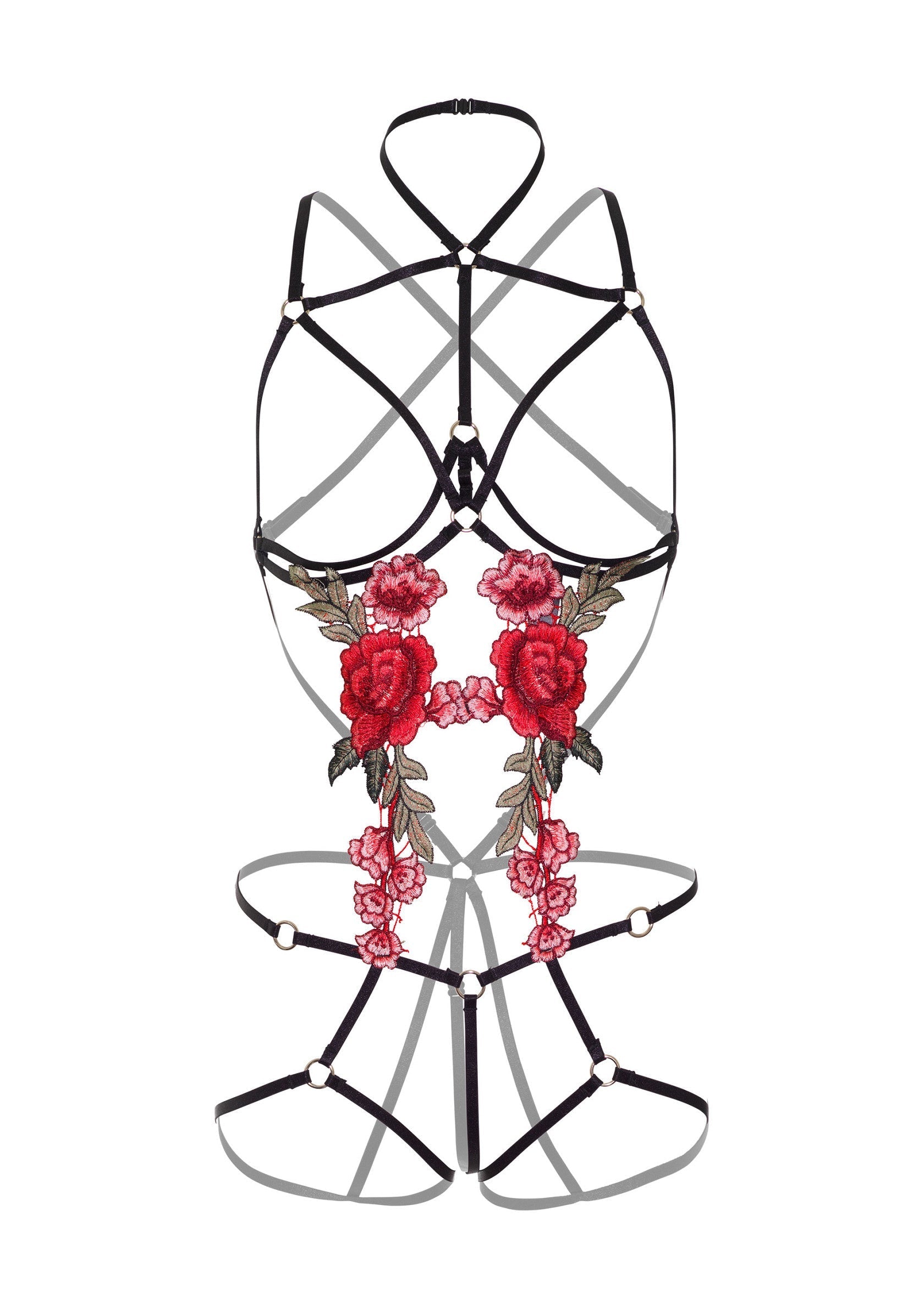 Roses Strappy Teddy w. Pasties