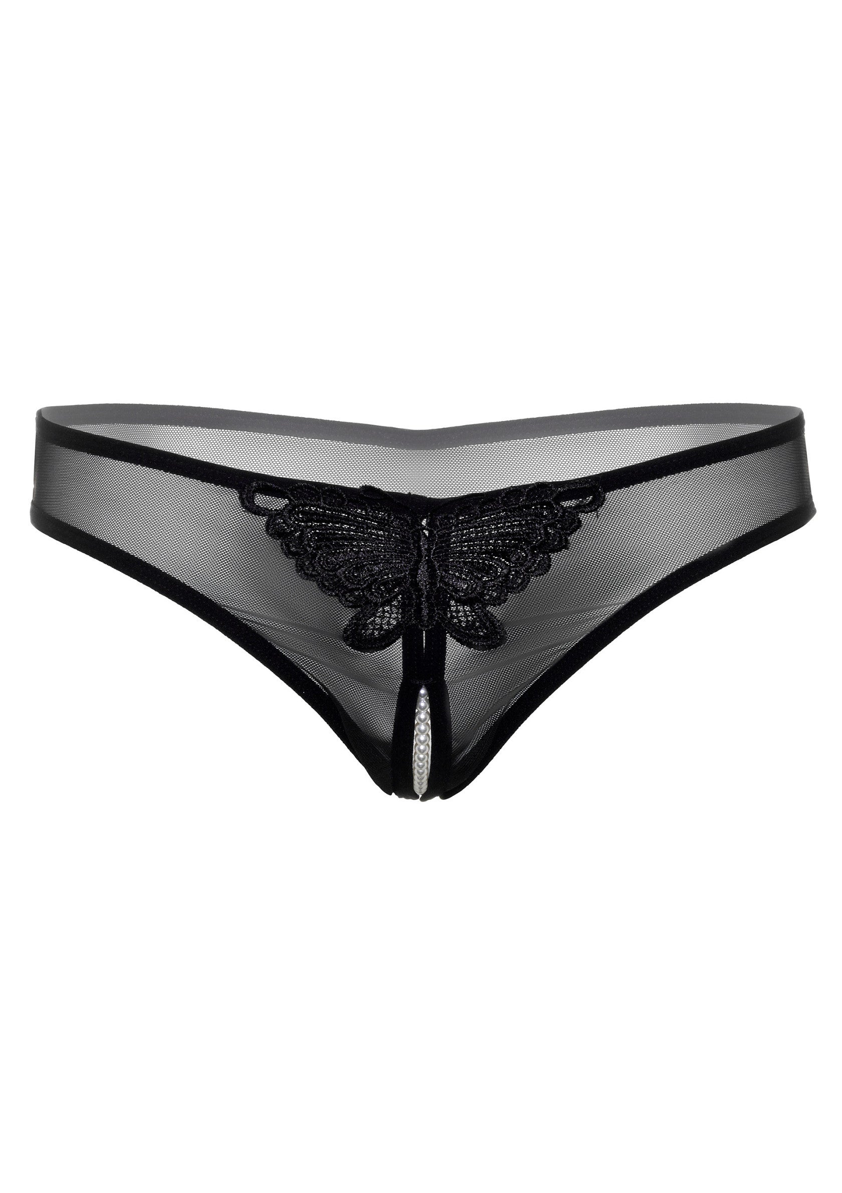 Indra crotchless beaded thong