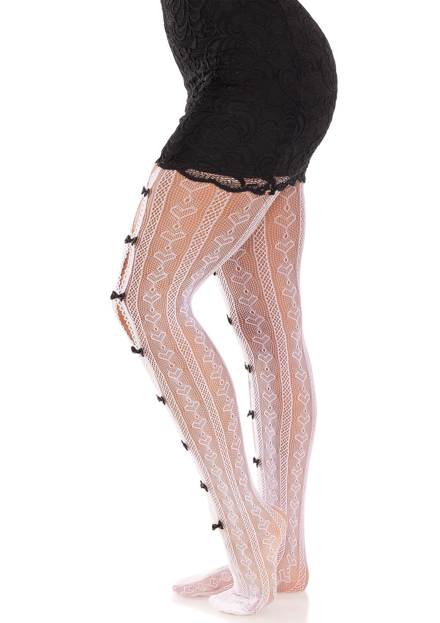 Sweetheart Striped Net Pantyhose