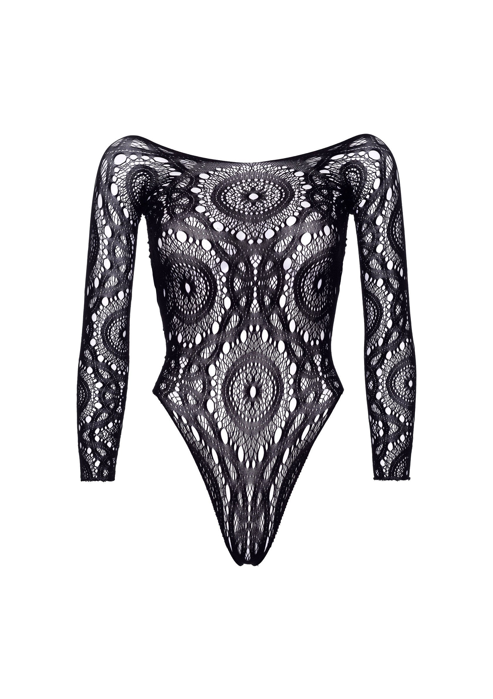 Long Sleeved Snap Crotch Thong Back Teddy