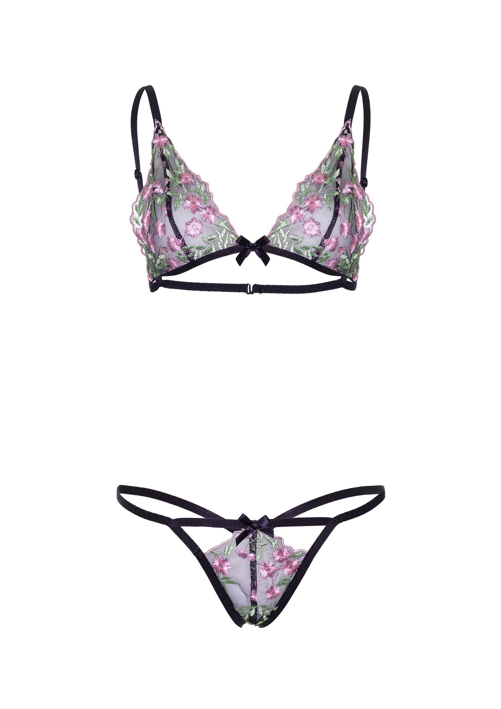 Floral Sheer Bra and String