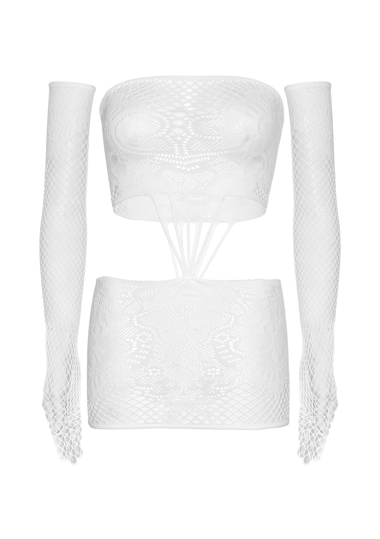 Strappy Lace Dress and Matching Gloves