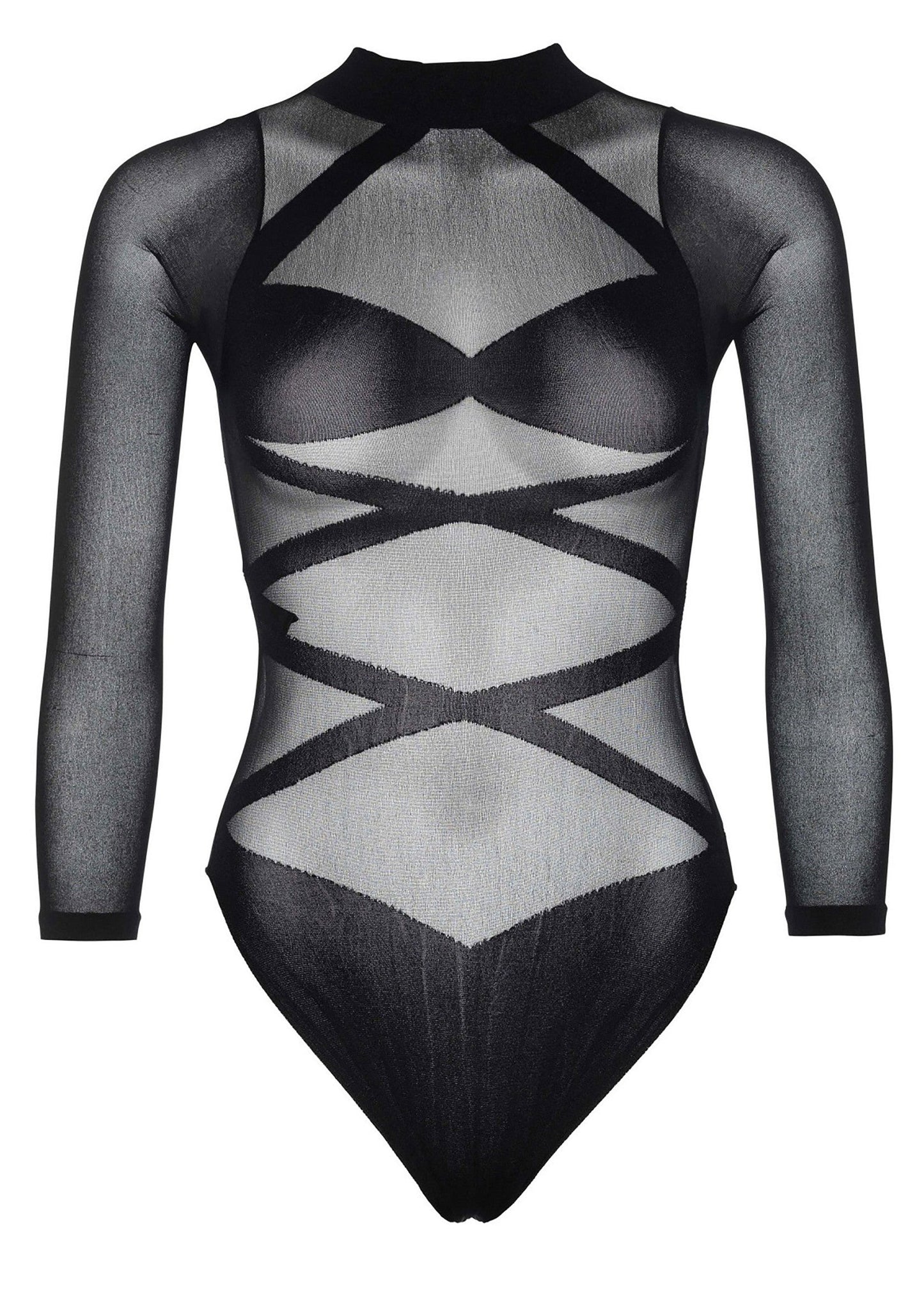 Opaque Criss Cross Bodysuit and Thigh Highs
