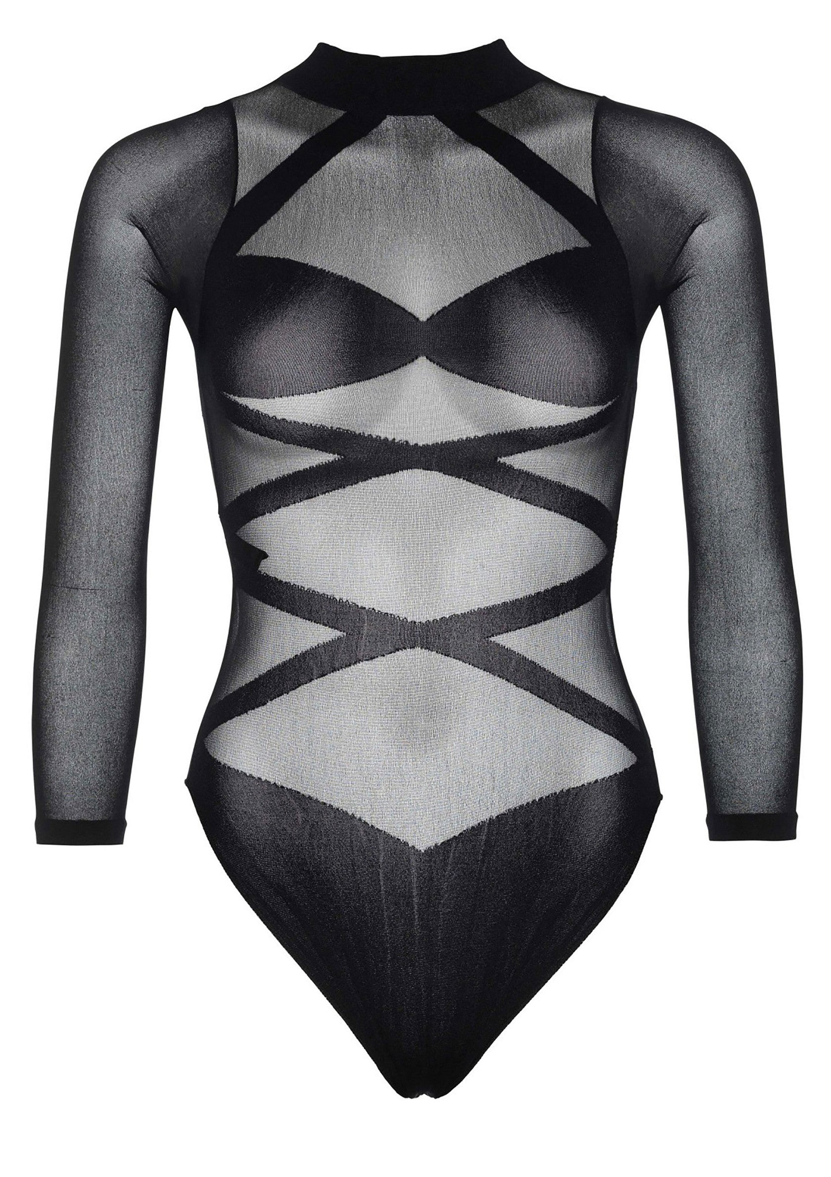 Opaque Criss Cross Bodysuit and Thigh Highs