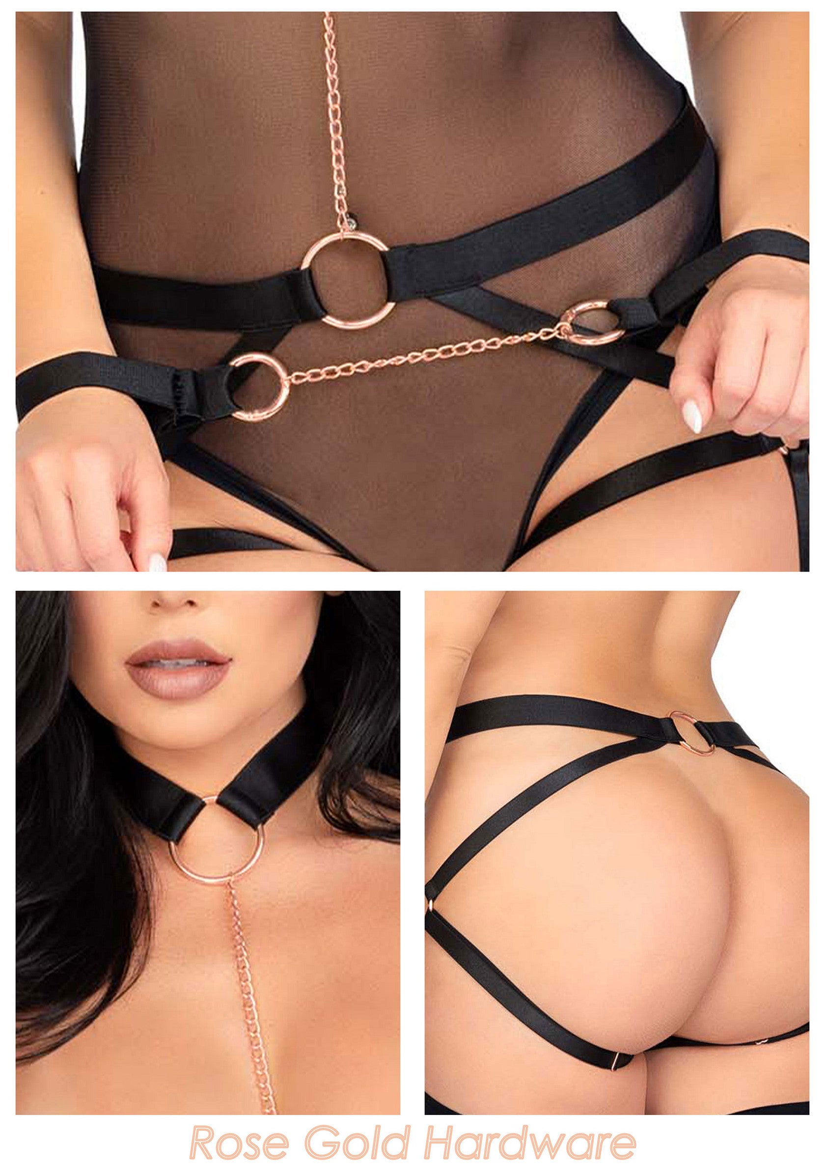 Elastic Butt Harness, Choker and Cuffs