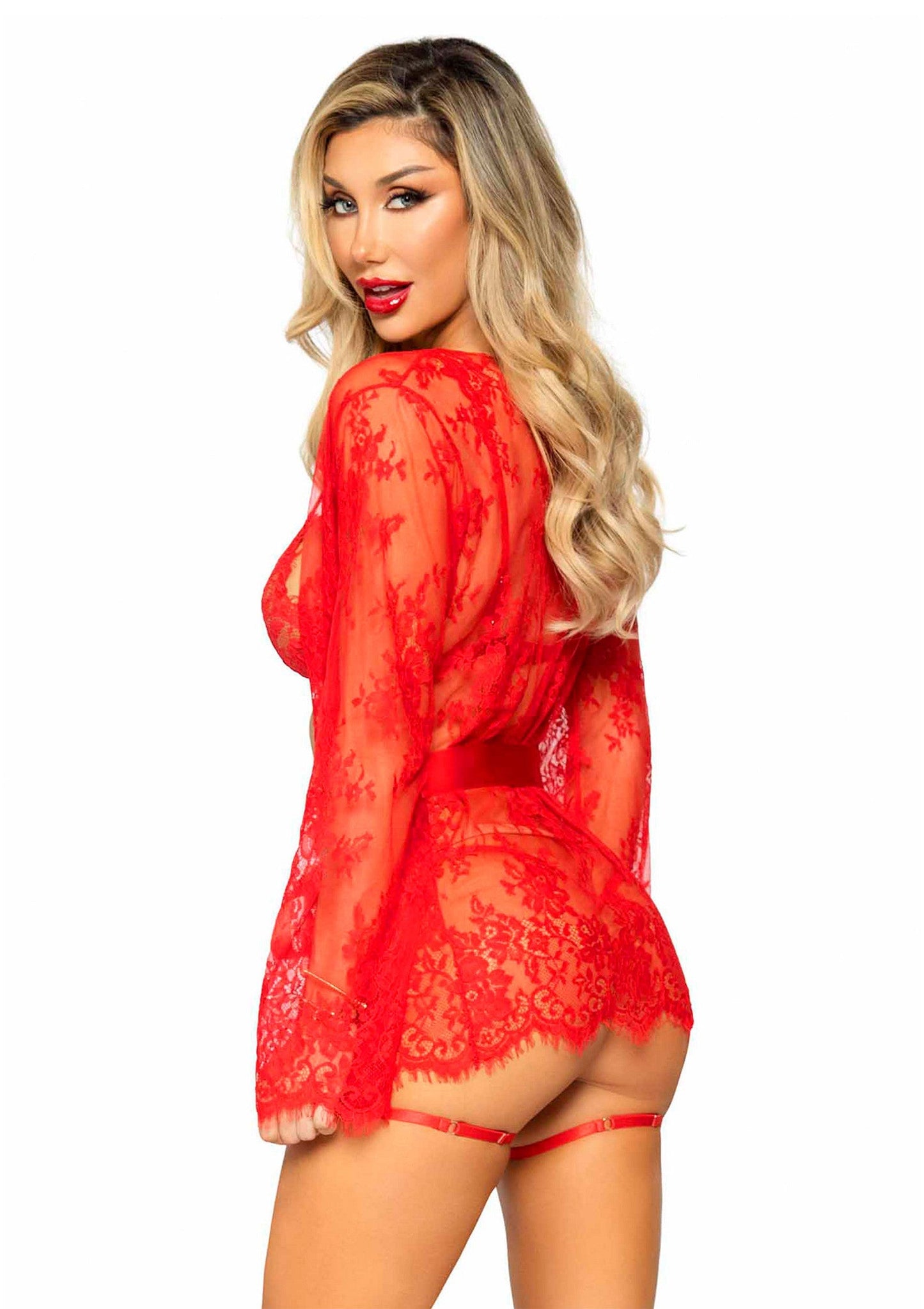 Garter Teddy with String Back and Robe