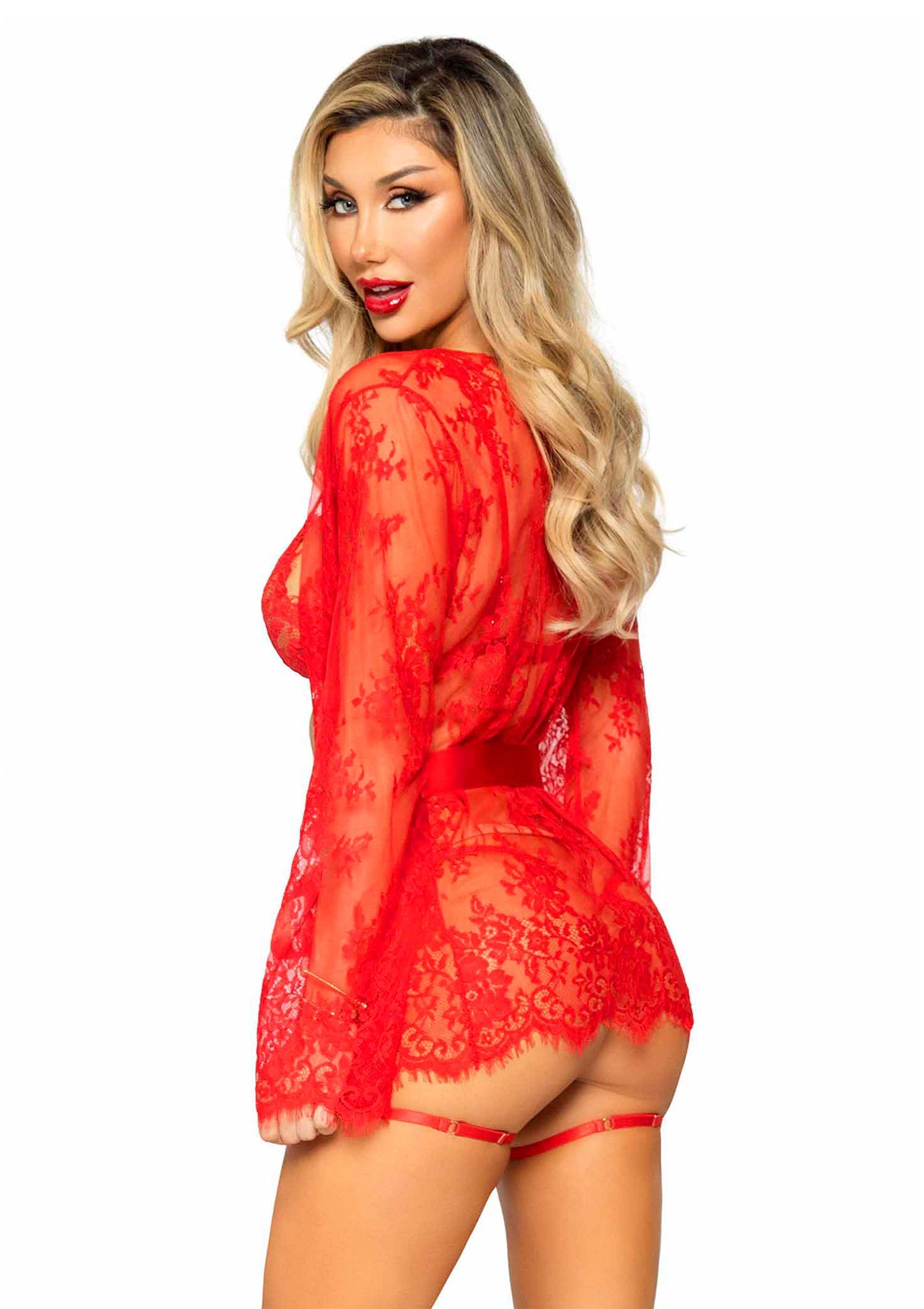 Garter Teddy with String Back and Robe