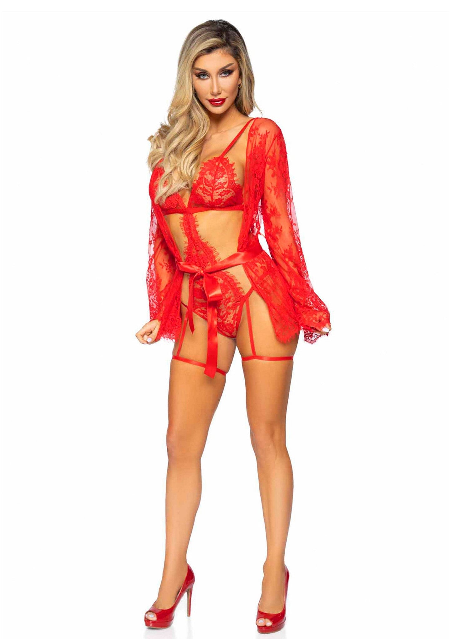 Garter Teddy with String Back and Robe