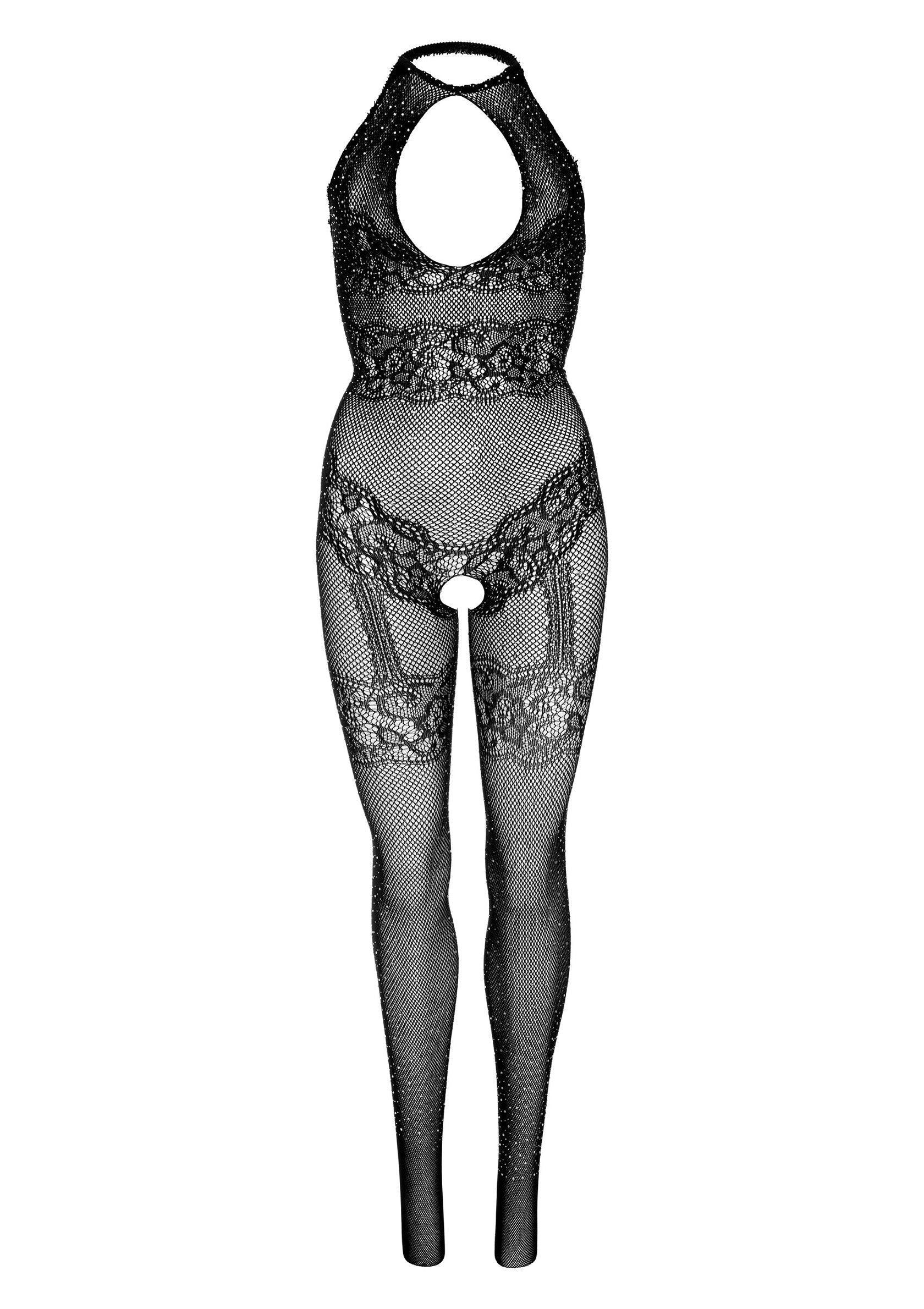 Seamless Rhinestone Fishnet Bodystocking