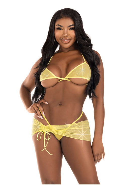 Rhinestone Bra Top, String and Sarong