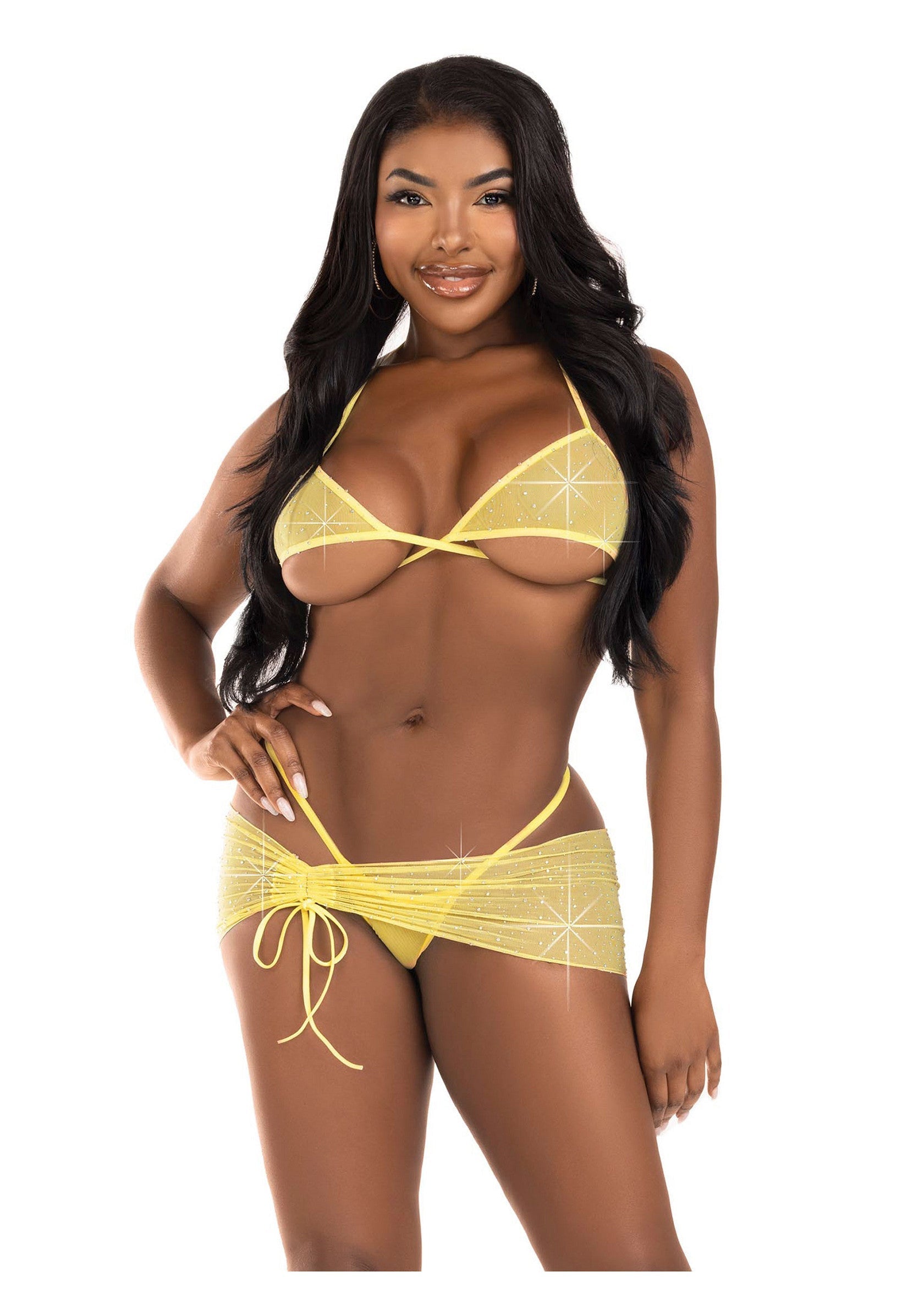 Rhinestone Bra Top, String and Sarong