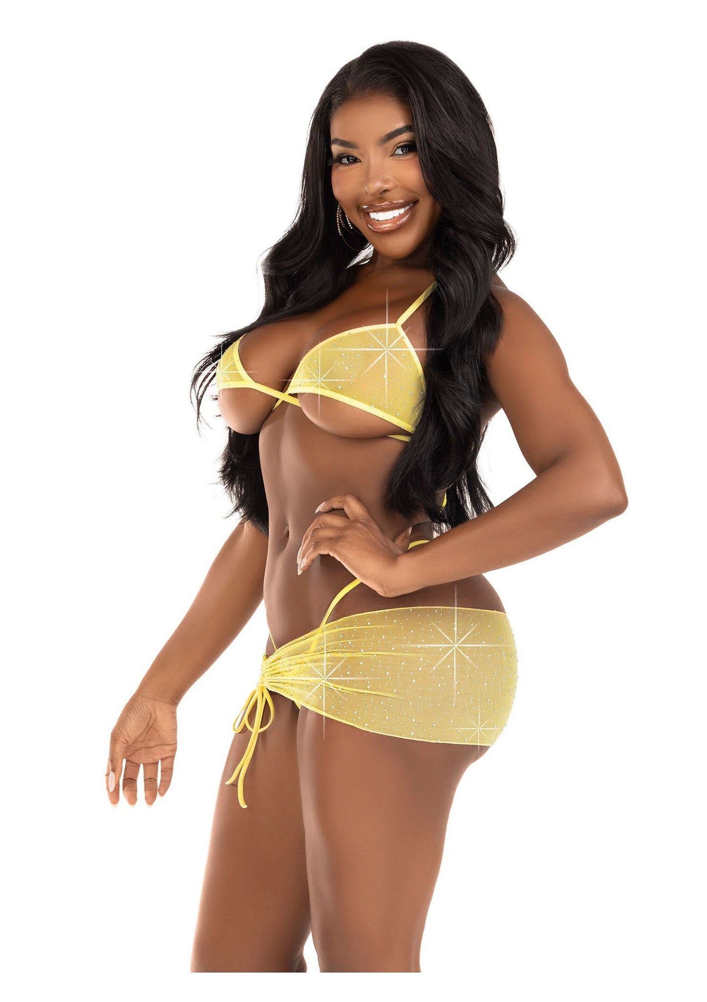 Rhinestone Bra Top, String and Sarong